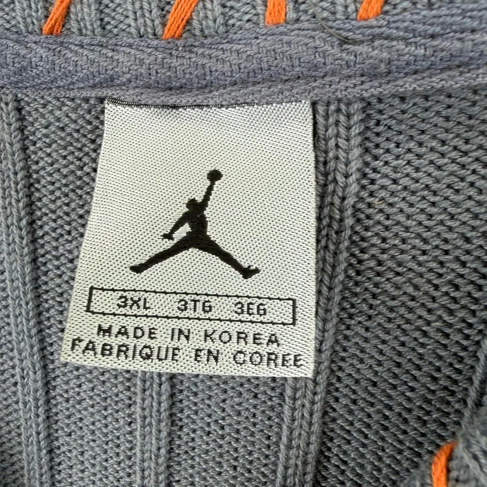 VTG Nike Air Jordan Argyle Sweater Vest 3XL Gray Orange Knit Jumpman Y2K READ